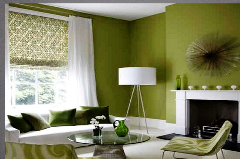 what color curtains go with olive green walls